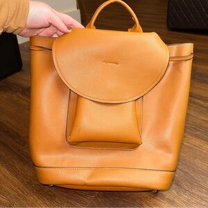 Vegan Leather Women’s Brown Fashion Backpack Purse with Pockets and Snap Close